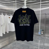 Louis Vuitton LV T-shirt Front and Rear Letter Printing logo round Neck Short Sleeve25ss New Pure Cotton Unisex Style T T-shirt OS Loose Fit Base Shirt Half Sleeve T-Shirt Top Half Sleeve