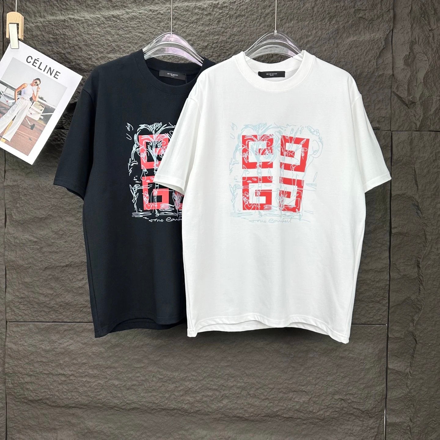 Givenchy T-shirt Chest Letter Pattern Print logo round Neck Short Sleeve25ss New Pure Cotton Unisex Style T Casual T-Shirt Base Layer Shirt OS Loose Fit Half Sleeve Top Plus Size