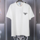PRADA T-shirt English on the Chest logo round Neck Short Sleeve25ss New Pure Cotton Unisex Style T T-shirt OS Loose Design Bottoming Shirt Half Sleeve Top p Home T-shirt