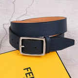 FENDI Belt Top version 【Spot High Quality】Leather Belt Men's Leather Business Pin Buckle Casual Belt