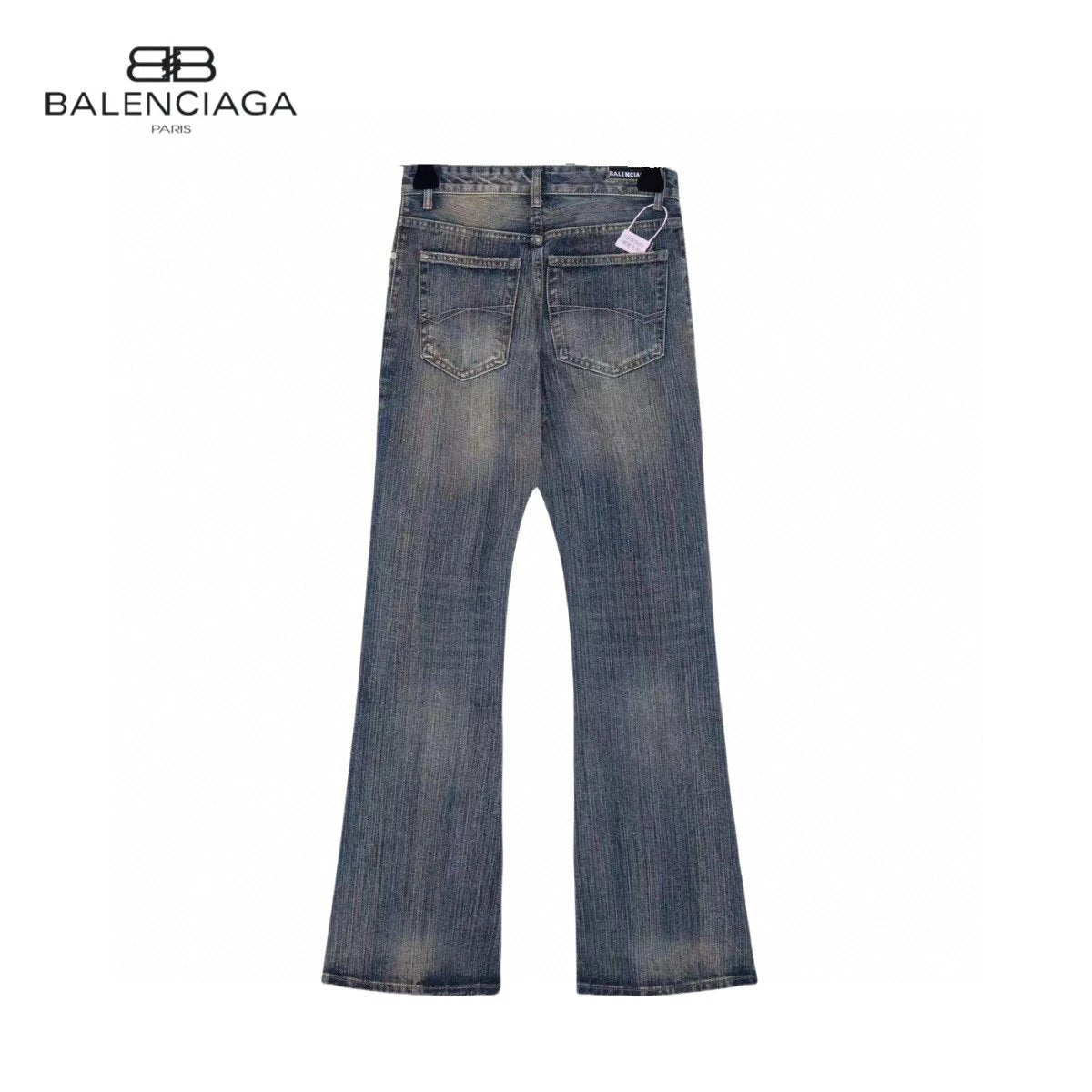 Balenciaga Jeans Vertical Striped Bamboo Weave Pattern logo25ss Spring Summer New Straight Slim Fit Jeans Unisex Loose Fit Long Pants