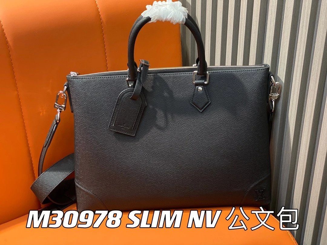 Louis Vuitton LV briefcase Top version M30810M308112021New Men's Black taiga Cowhide men's bag slim Briefcase Computer Bag Portable Shoulder Crossbody tote Tote Bag23New slimnv Briefcase M30978