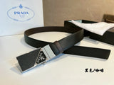 PRADA Belt Top version 【First Layer Cowhide】Men's Belt P Home Classic Business Belt Fashion Casual Width:3.5cm Boutique Pattern Automatic Buckle316Fine Steel Made Selected First Layer Cowhide Italian Leather Embryo PA Sliding Teeth Are Strong and Durable