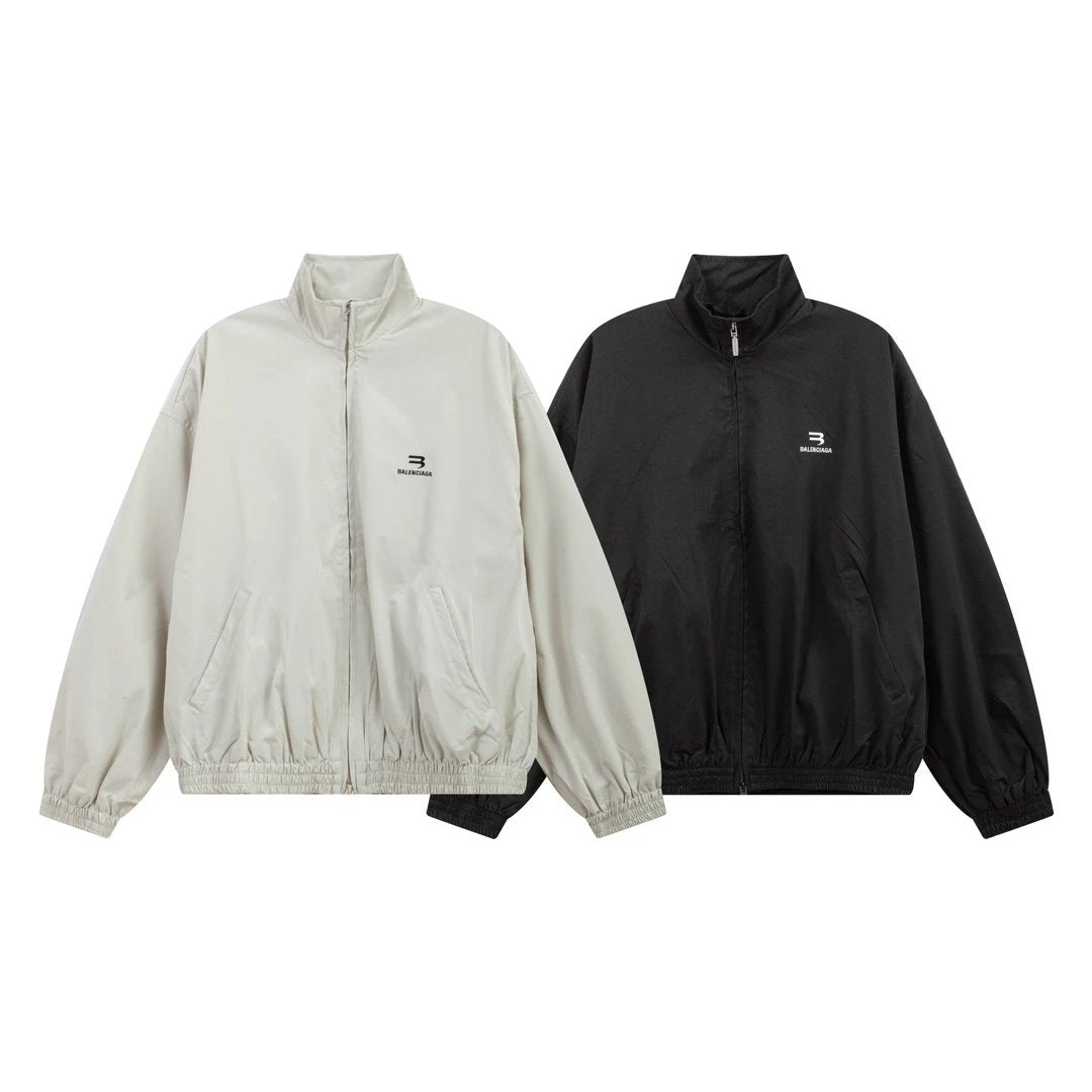 Balenciaga Jackets Double Hook Embroidery Series Heavy Thick Twill Fabric Stand Collar Jacket Coat Casual Loose Cardigan Sportswear os Unisex Style