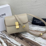 Celine women's bag Top version 【Original Leather】Classic ClassicBox Bag Teen Square Bag Stewardess Bag Box Bag Toothpick Pattern Cowhide Crossbody Women's Bag18.5cmTeenbox Bag