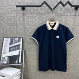 Gucci T-shirt Double-breasted G Embroidery logoPOLO Shirt Lapel Short Sleeve25ss New Unisex Summer Short Sleeve OS Loose T Business Half Sleeve Shirt Plus Size T-Shirt