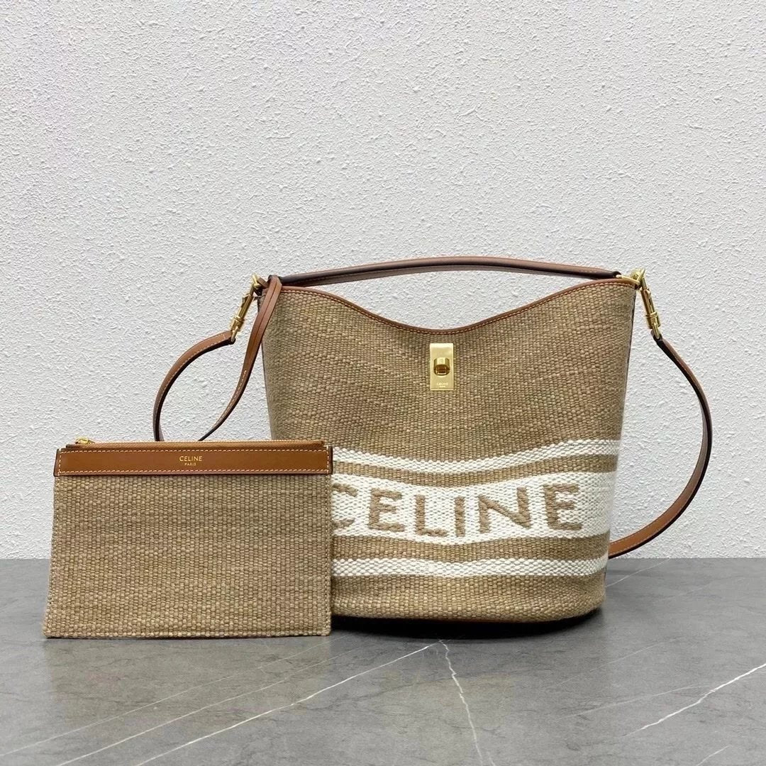 Celine women's bag Top version 【Surrogate Shopping Edition】BUCKET16Bucket Bag Large Women's Cow Leather Bag Portable Messenger Bag Bucket Bag