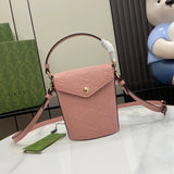 Gucci Women's Bag Top version Super Original Leather【24New Product】Ophidia Series Mini Bucket-Shape Bag Handbag Four-Color Embossed Original Leather Home New Mobile Phone Bag Portable mini Small Bag Fashion Women's Bag12.5cm Model：772795