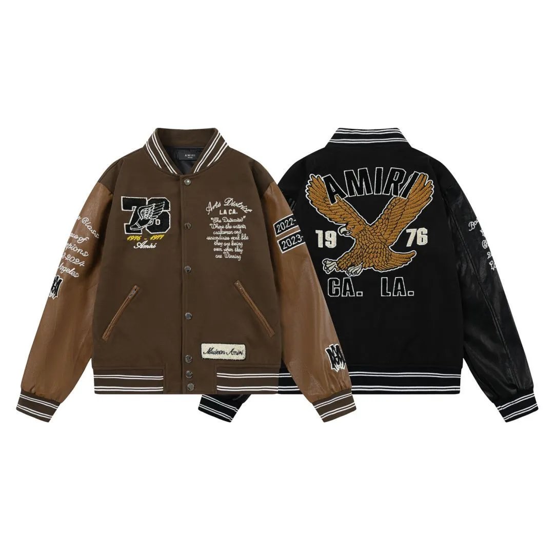 Amiri Jackets Coat 2024Spring and Autumn New Eagle Letter Pattern Baseball Uniform Jacket Coat Men and Women Same Style