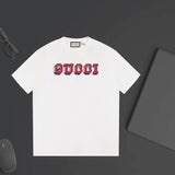 Gucci T-shirt 3D Letter Print on the Chest logo round Neck Short Sleeve25ss New Pure Cotton Unisex Style T Casual T-Shirt Base Layer Shirt OS Loose Fit Half Sleeve Top Plus Size