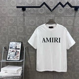 Amiri T-shirt Front Chest Letter Print logo round Neck Short Sleeve25ss New pure cotton T Unisex T-Shirt OS Drop Shoulder Loose Fit Base Shirt Top T-Shirt Short Sleeve