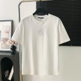 Louis Vuitton LV T-shirt Chest Flower Embroidery logo round Neck Short Sleeve25ss New pure cotton T Unisex T-Shirt OS Loose Fit Base Shirt Top Half Sleeve T-Shirt