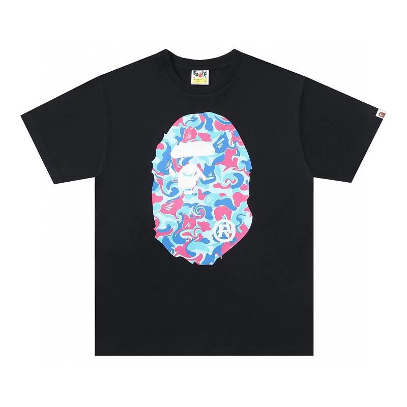 Bape T-shirt Top Version New Short Sleeve T T-shirt Front and Rear Cartoon Printing ins Fashion Brand Summer Loose Couple Half Sleeve T-shirt