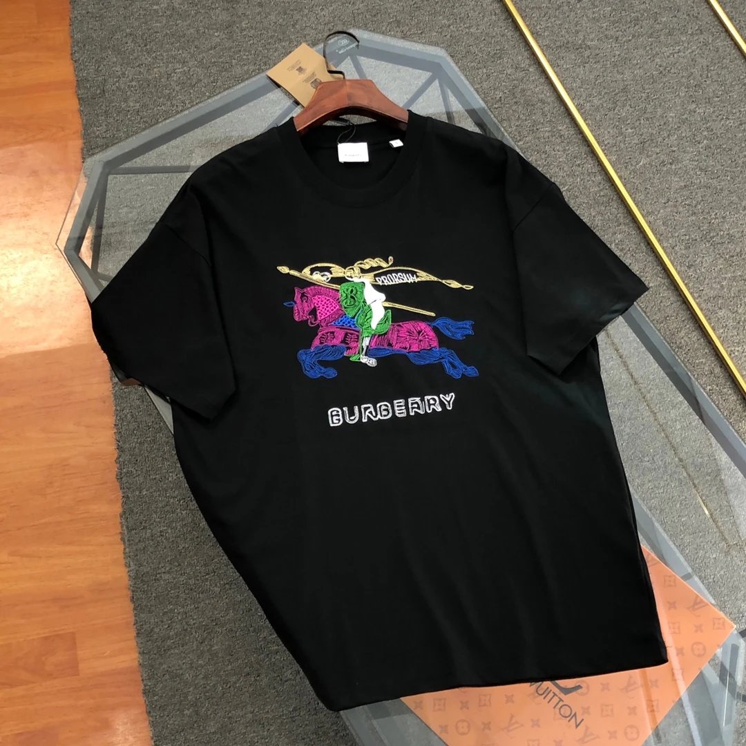 Burberry T-shirt 2025Spring and Summer New Embroidery logo round Neck Short Sleeve T Unisex T-Shirt