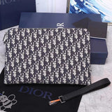 Dior Men's Bag Top version OBLIQUE Presbyopic Men's Clutch Original Quality Imported Original Black Cloth Presbyopic Jacquard Men's Bag