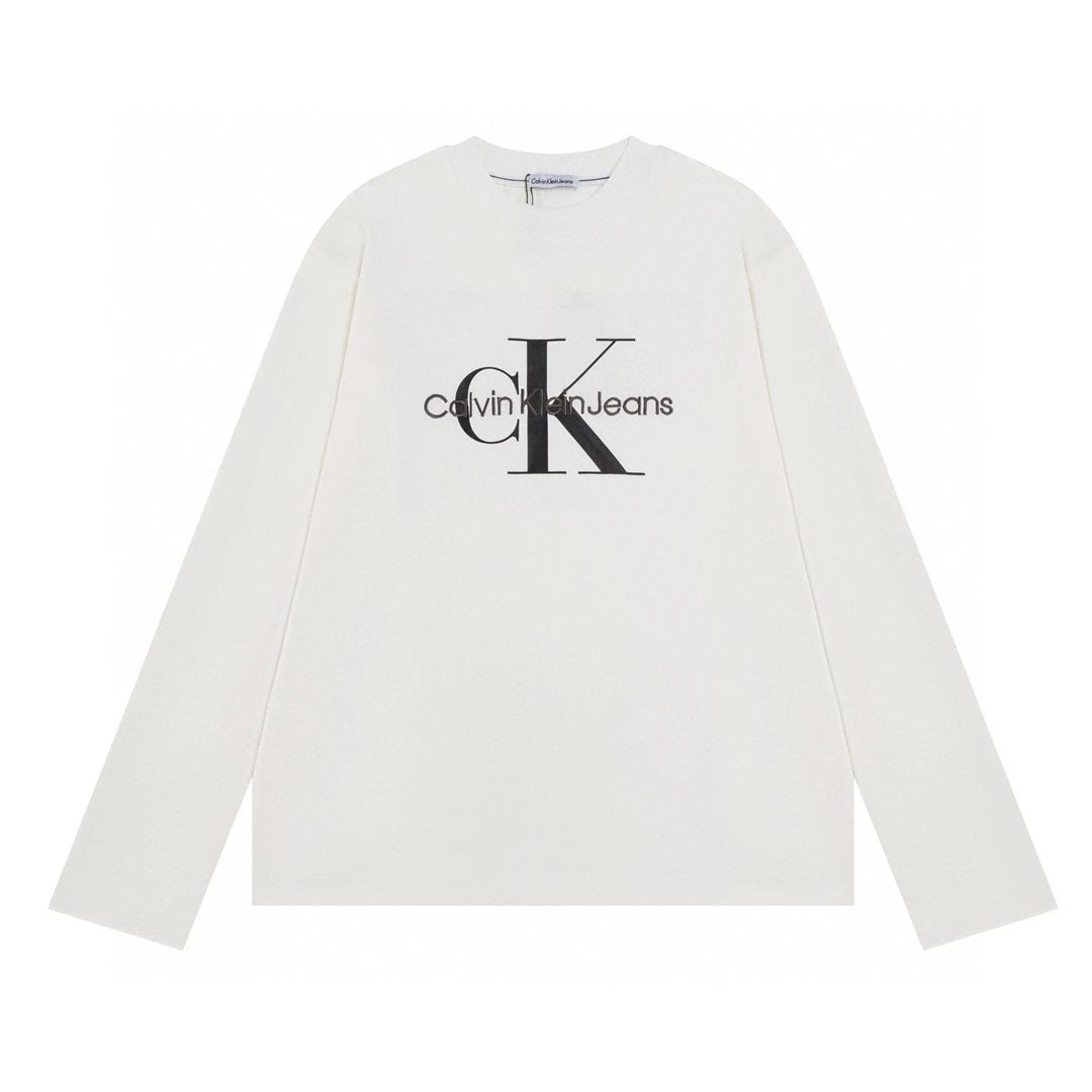 Calvin Klein Hoodie Top Version Autumn New Men's and Women's Casual Letter Overprinted round Neck Bottoming Shirt Long Sleeve T T-shirt