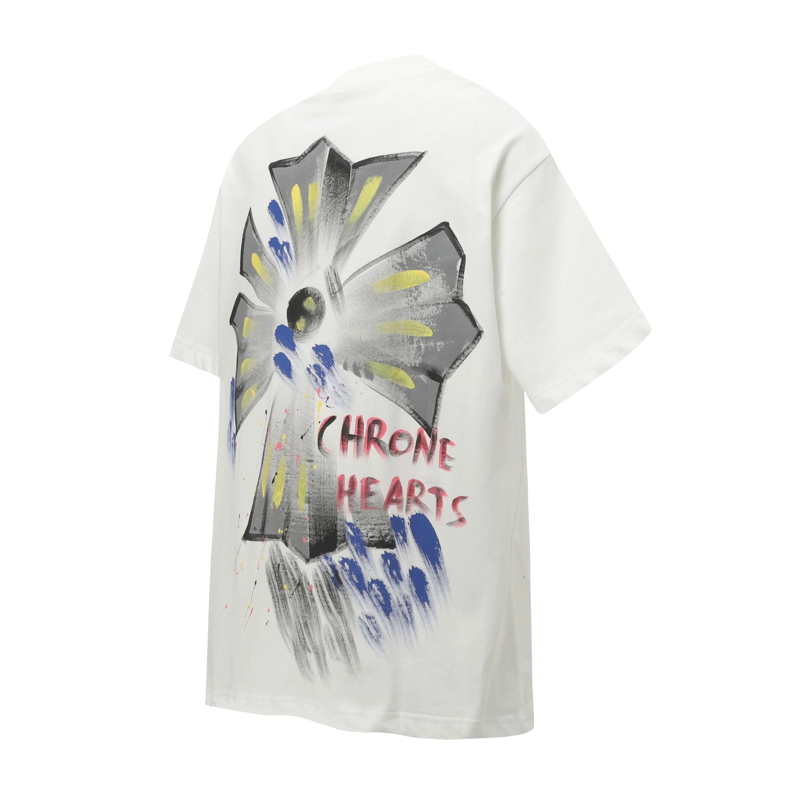 Chrome Hearts T-shirt Custom Printed Painting logo round Neck Short Sleeve25ss New pure cotton T Unisex T-Shirt OS Loose Fit Base Shirt Top Half Sleeve T-Shirt