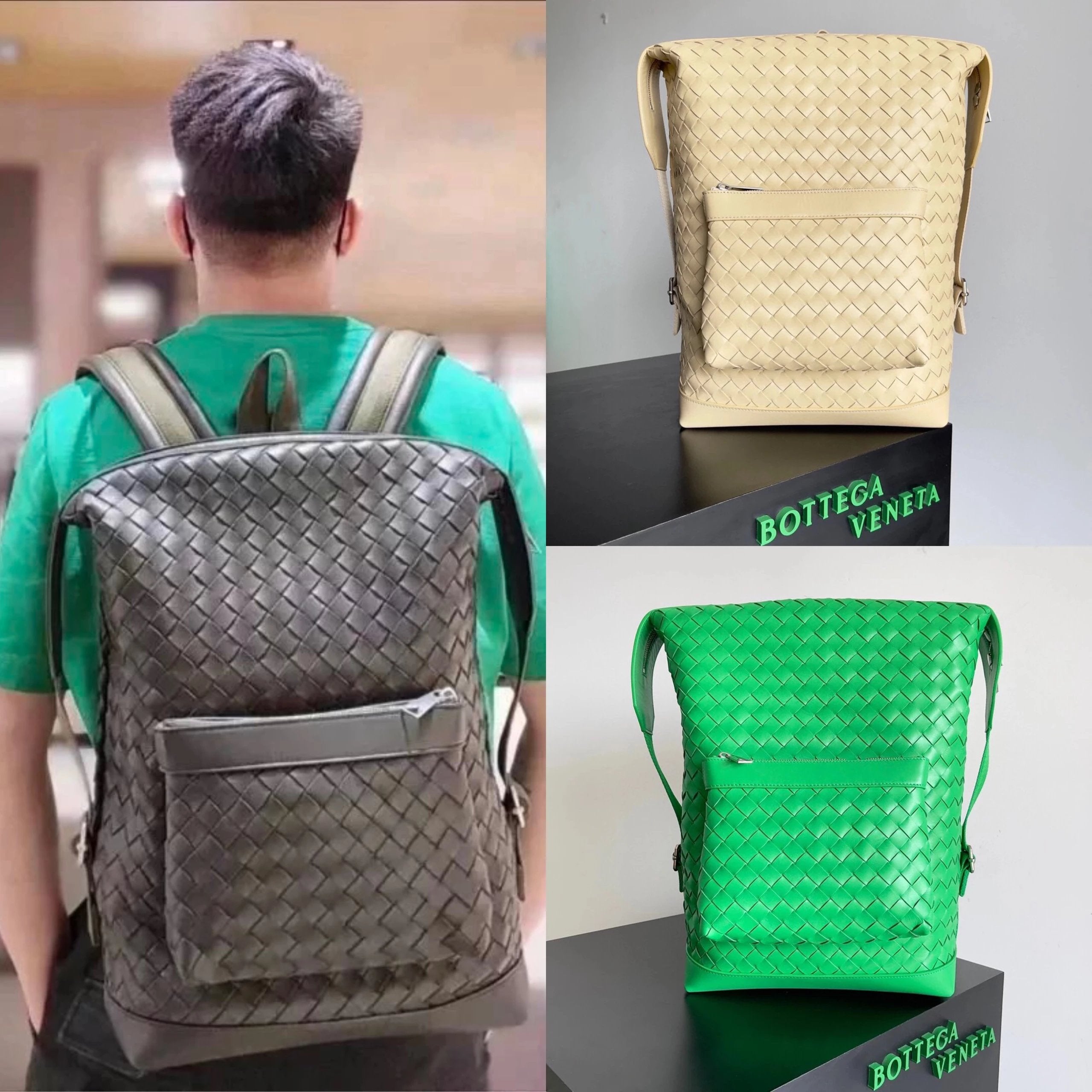 Bottega Veneta Men's Bag Top version 【Original Surrogate Shopping Edition】New Woven Backpack Baby Dish Home New Men's Backpack Hiking Backpack b Imported Sheepskin Two-in-One Detachable Backpack Mother Bag Men's Backpack Travel Bag