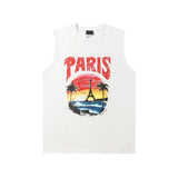 Balenciaga T-shirt Coconut Tree Print on the Chest logo Sleeveless Short Sleeve Sleeveless Vest25ss New Pure Cotton Unisex Base Shirt Top Half Sleeve T T-shirt OS Loose Fit T-Shirt