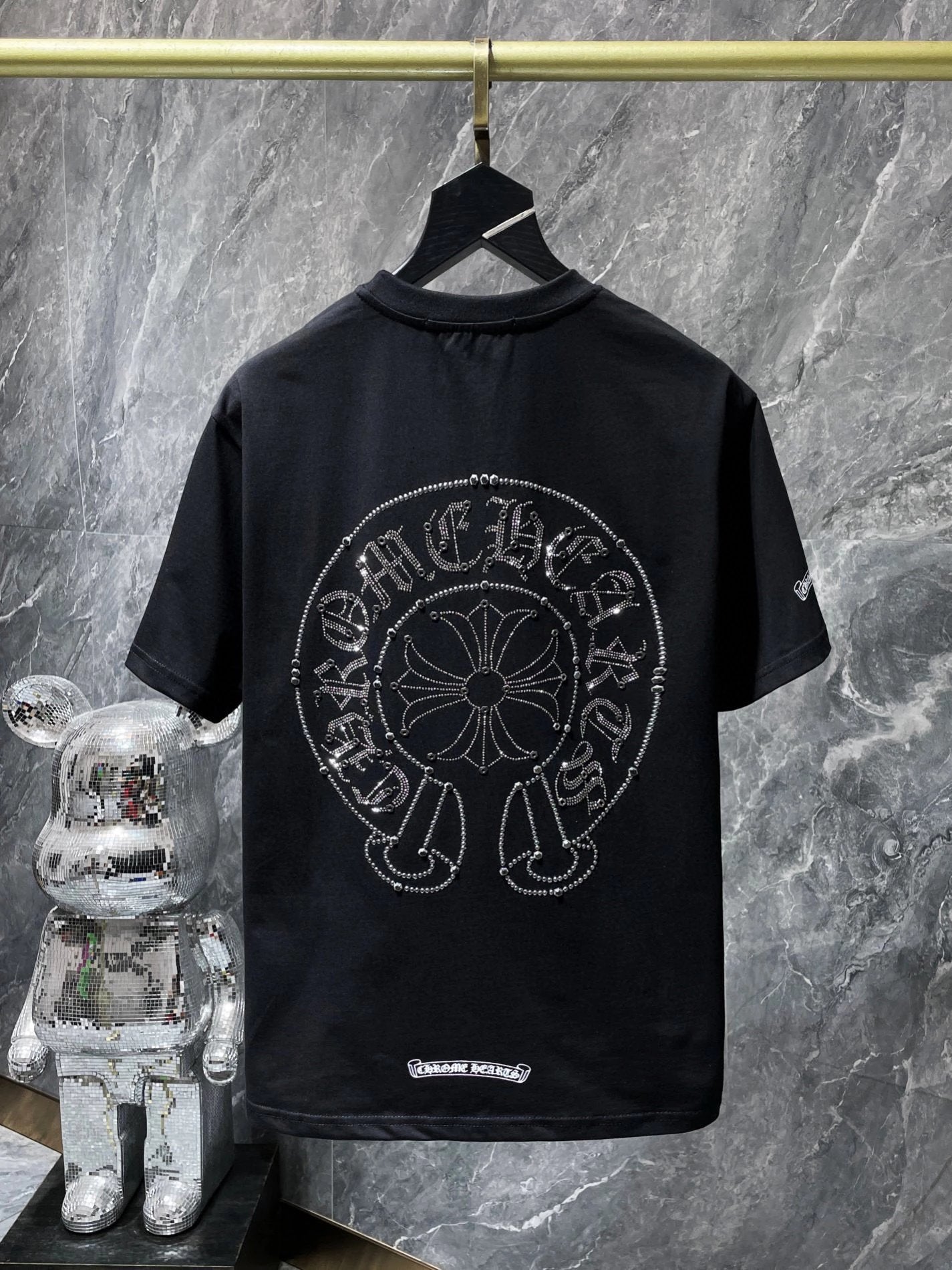 Chrome Hearts T-shirt Top Version Rhinestone Men's and Women's Same Style Short Sleeve T Summer Fashionable Shirt Bottoming