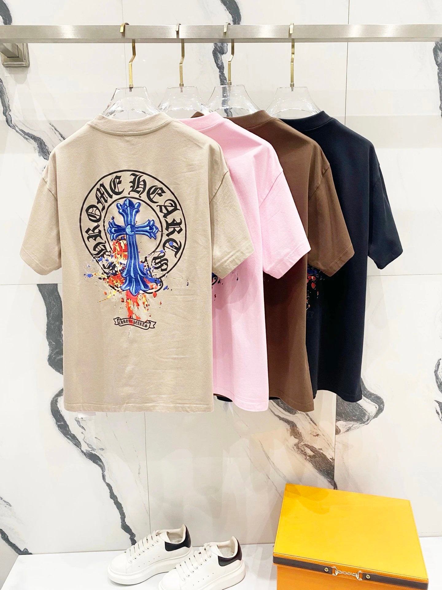 Chrome Hearts T-shirt Front and Back Sanskrit Embroidery logo round Neck Short Sleeve25ss New Pure Cotton Unisex Style T T-shirt OS Loose Fit Base Shirt Top Half Sleeve T-Shirt
