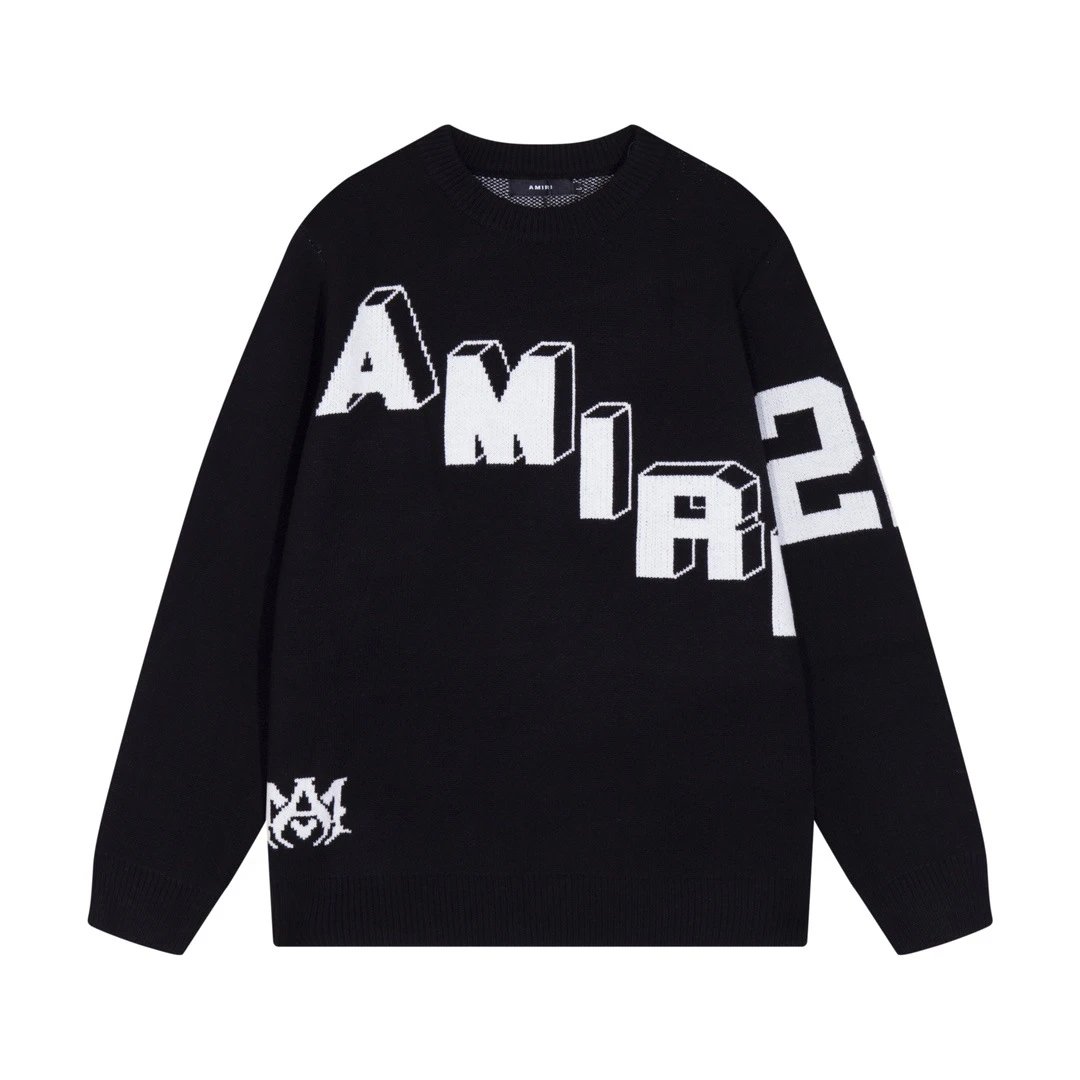 Amiri Sweater 2024Autumn and Winter New Back22Large Letters logo Knitted Sweater for Men and Women