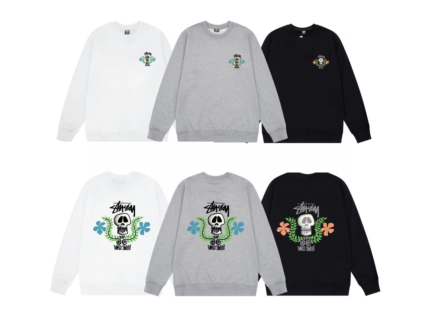 Stussy Hoodie Top Version American High Street round Neck Sweater Same Earrings for Couple Fashion Brand Trend Graffiti Black Eight Dice