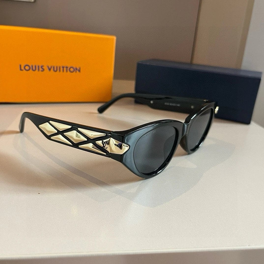 Louis Vuitton LV Sunglasses Cat Eye Sunglasses Frame Slimming No Prescription UV Protection for Men and Women Couples Driving Beach Fishing25ss New Sports Casual Versatile