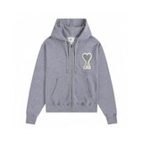 Ami Hoodie Top Version Cardigan Zipper Men's and Women's Same Casual Sweatshirt Coat Pure Cotton