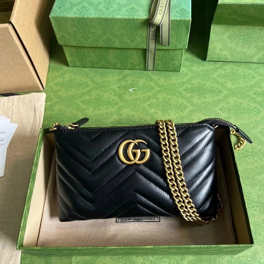 Gucci Women's Bag Top version 【**Original Factory】23New Marmont Series woc Chain Bag Card Bag Coin Purse Mobile Phone Bag Messenger Bag Shoulder Bag Summer Small Bag Ma Meng Bag443447