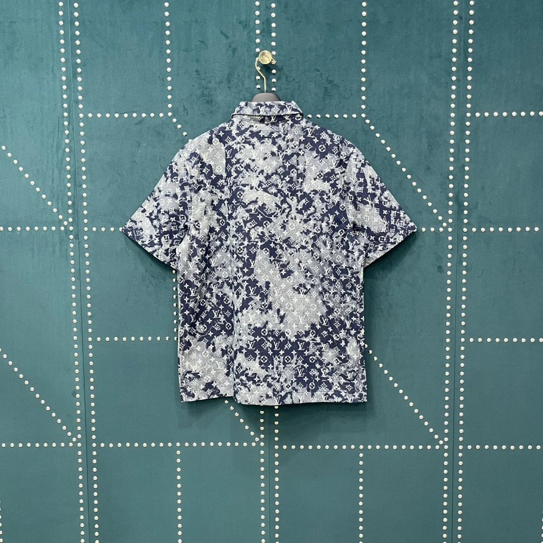 Louis Vuitton LV Shirt Allover Tie-Dye Tapestry Pattern logo Saga Turn-down Collar Short Sleeve Shirt Versatile Casual Business Unisex Slim Fit Jacket