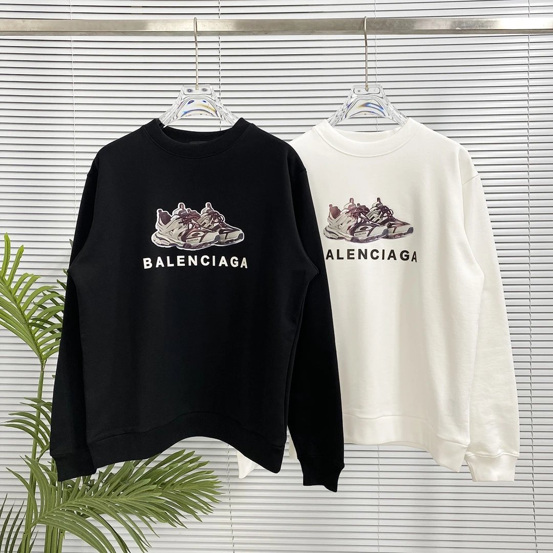 Balenciaga Hoodie Shoes Print Round Neck Sweatshirt Long Sleeve Base Shirt Jacket Top Fashion Unisex Sports Casual Loose Versatile Autumn Winter New Arrival