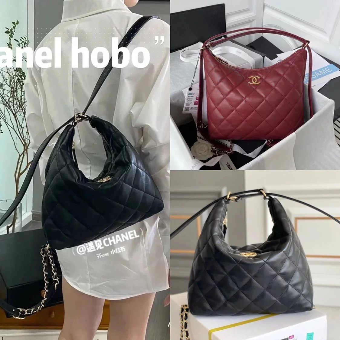 Chanel Women's Bag Top version 2022CC-New bags22b Dual Use hobo Sheepskin Hippie Bag Underarm Bag Hobo Bag Backpack Shoulder Messenger Bag Celebrity Same Style Bag Women's Bag