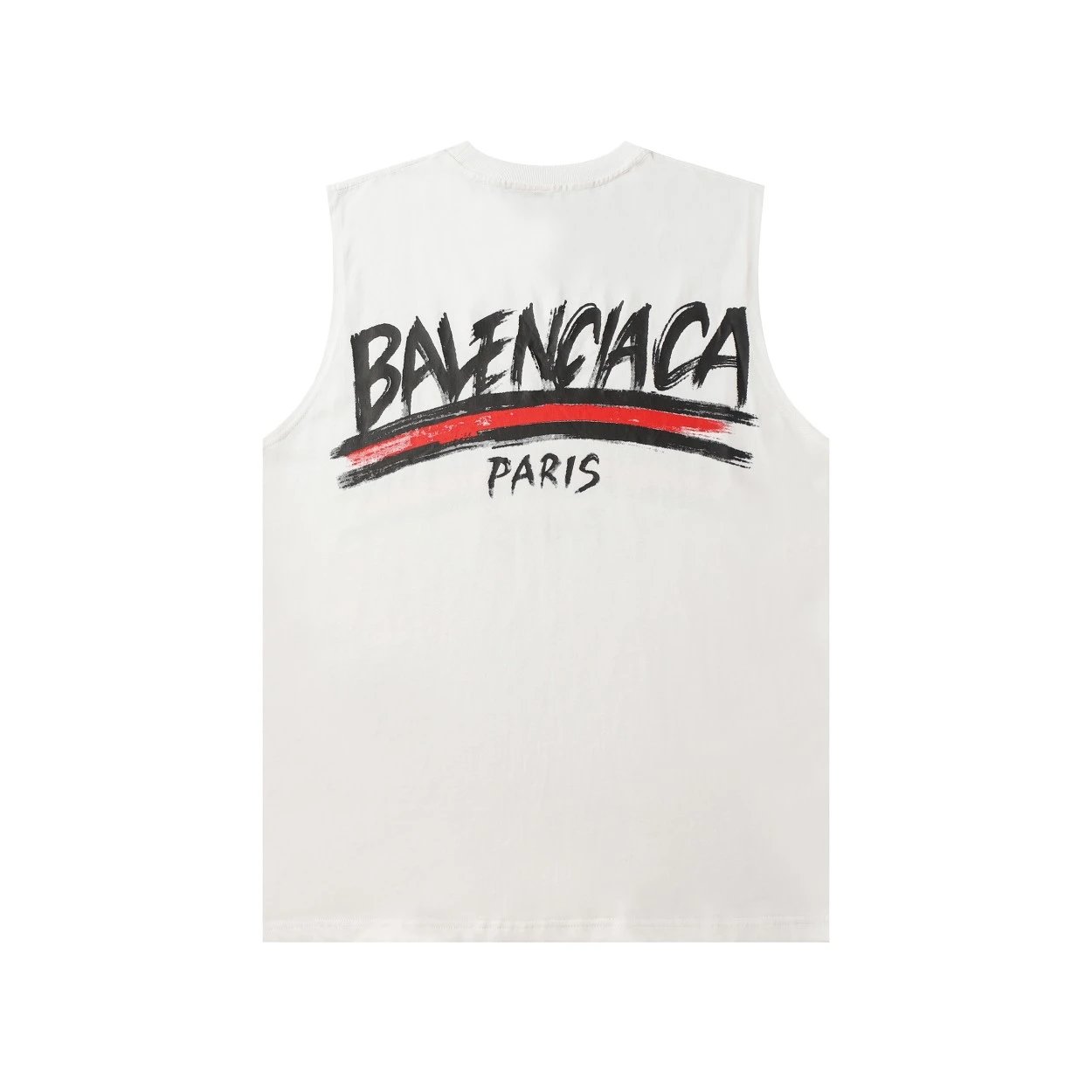 Balenciaga T-shirt Front and Back Cola Graffiti Print logo Sleeveless Short Sleeve Sleeveless Vest25ss New Pure Cotton Unisex Base Shirt Top Half Sleeve T T-shirt OS Loose Fit T-Shirt