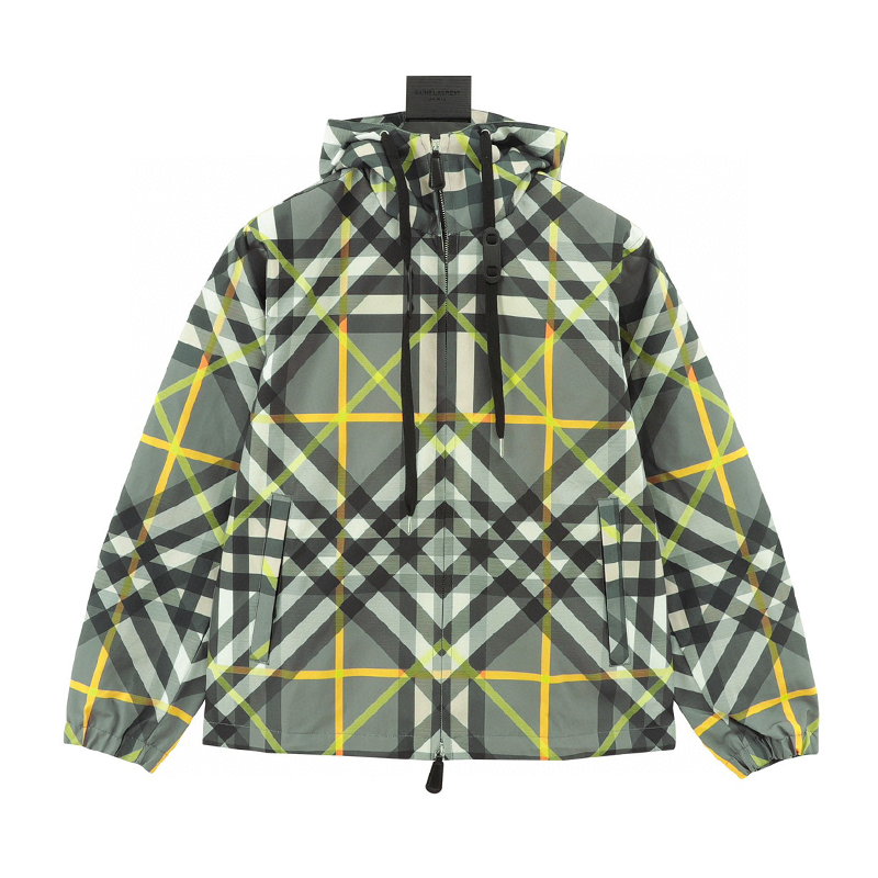 Burberry Jackets Cross Plaid Hooded Jacket for Men and Women