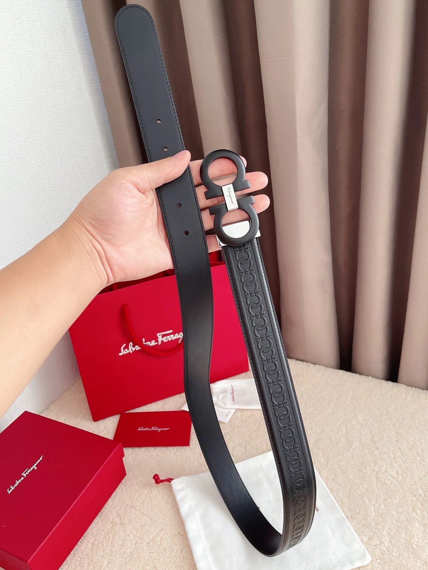 Ferragamo Belt Top version 【Full Package】Belt Width for Men and Women3.5cm with Chip nfc Anti-Counterfeiting Quality Counter Full Set Packaging Italian Double-Sided Cowhide Matching Boutique Brass Buckle Length Can Be Cut by Yourself Counter Belt Fashion