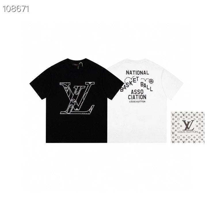 Louis Vuitton LV T-shirt 25ss New Pure Cotton Unisex Style T Casual T-Shirt Base Layer Shirt OS Loose design