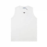 PRADA T-shirt Chest Triangle Mark logo Sleeveless Short Sleeve Sleeveless Vest25ss New Pure Cotton Unisex Style T T-shirt OS Loose Fit Base Shirt Top Half Sleeve T-Shirt