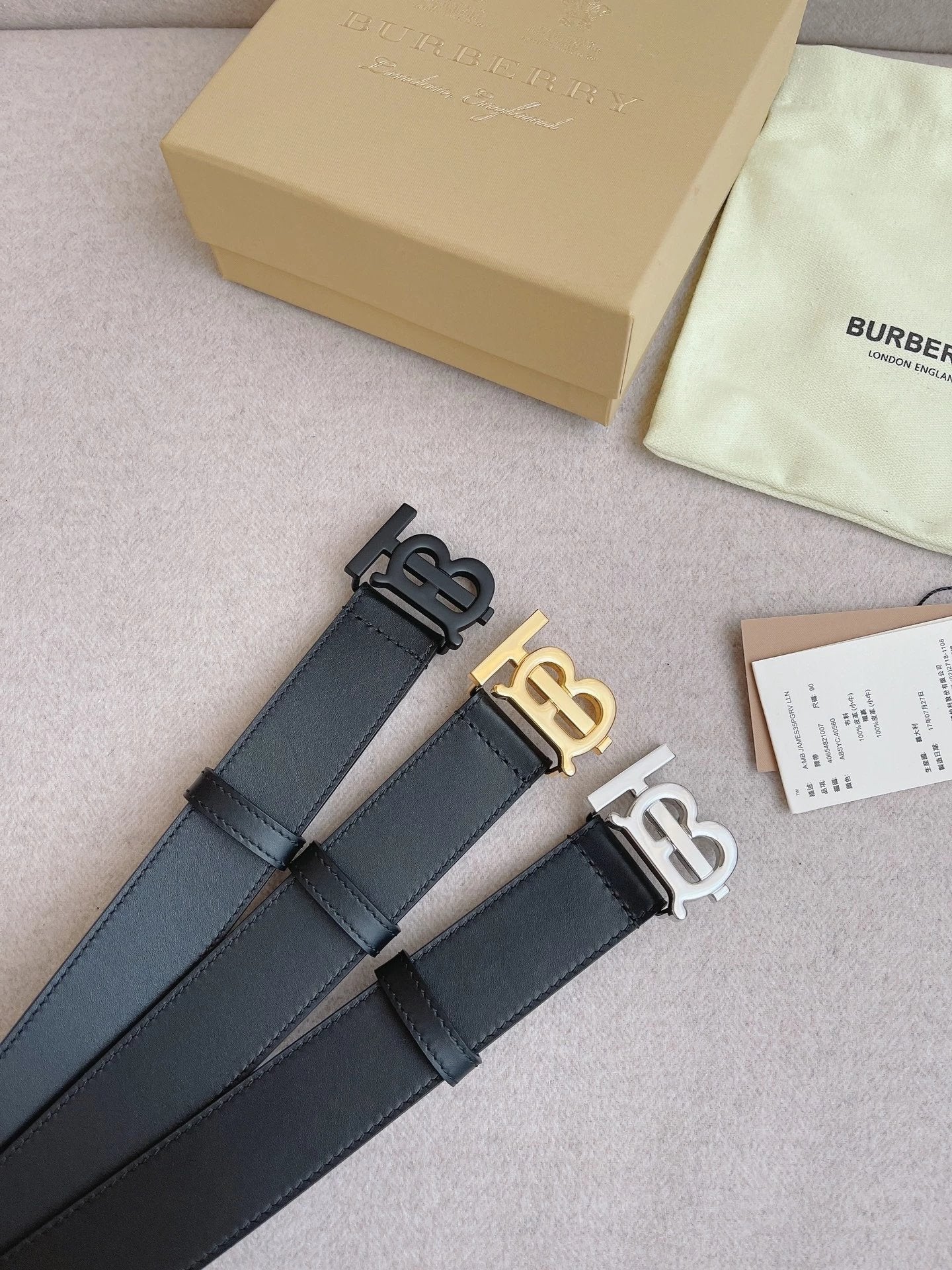 Burberry Belt Top version 【Full Package】New Men's Leather Belt Width3.5cm Double-Sided Imported First Layer Calfskin Full Grain Leather Genuine Goods Quality Original Letter Rotating Buckle Counter Full Set Gift Box Packaging B Home Belt