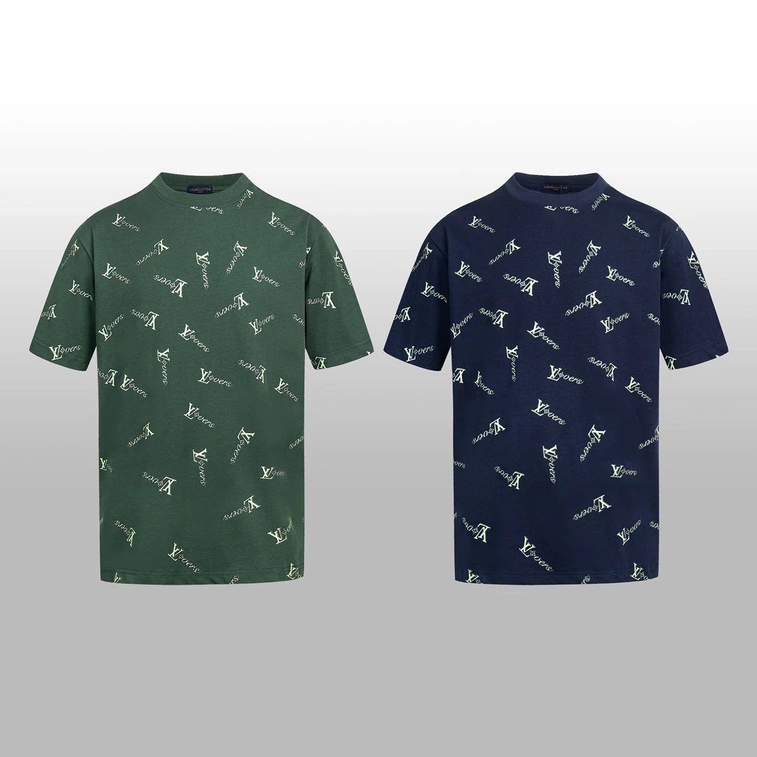 Louis Vuitton LV T-shirt Allover Hand-painted Print logo round Neck Short Sleeve25ss New Pure Cotton Unisex Style T T-shirt OS Loose Fit Base Shirt Half Sleeve T-Shirt Top Half Sleeve