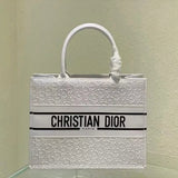 Dior Women's Bag Top version 【Original Leather Quality】2022New Full Leather Tote Bag booktote Imported Calfskin Oblique Printed White Black Cowhide Tote Handbag Shopping Bag Mummy Bag Women's Bag