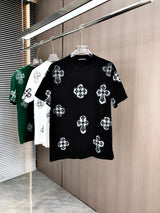 Chrome Hearts T-shirt Allover Rhinestone Print logo round Neck Short Sleeve25ss New Pure Cotton Unisex Style T T-shirt OS Loose Fit Base Shirt Top Half Sleeve T-Shirt