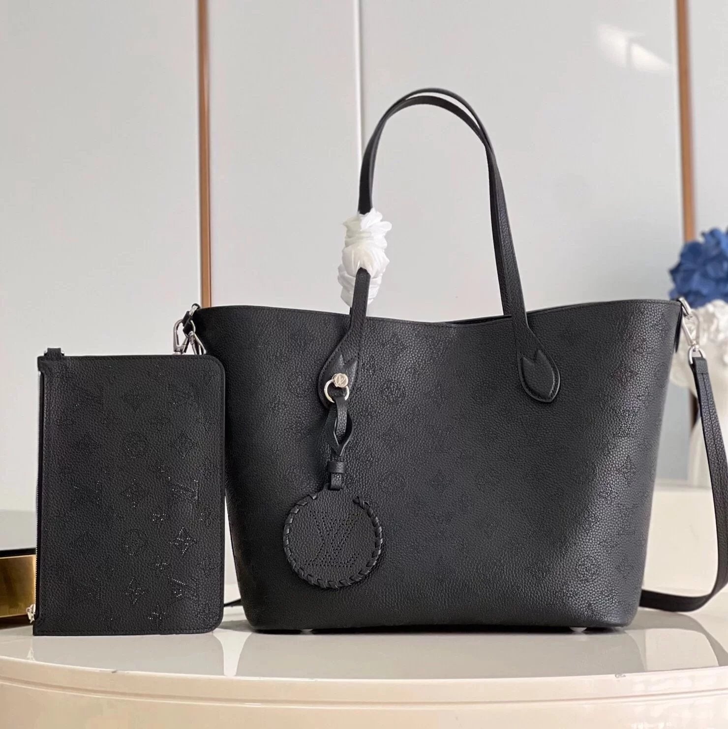 Louis Vuitton LV Women's Bag Top version 【Version】2023Crescent Goddess Hollow Bag M21849Full Leather Hollow BLOSSO Shopping Bag Vegetable Basket Bag Tote Tote Bucket Bag Shoulder Crossbody Handbag Small Size