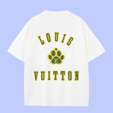 Louis Vuitton LV T-shirt Cat paw print on the chest logo round Neck Short Sleeve25ss New Pure Cotton Unisex Style T Casual T-Shirt Base Layer Shirt OS Loose Fit Half Sleeve Top Plus Size