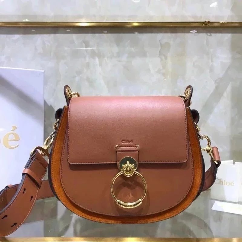 Chloe Bag Top version 【Original Leather】Women's Bag Autumn and Winter New Tess Bag Saddle Bag New Handbag Women's Crocodile Pattern Genuine Leather Portable Crossbody Bag