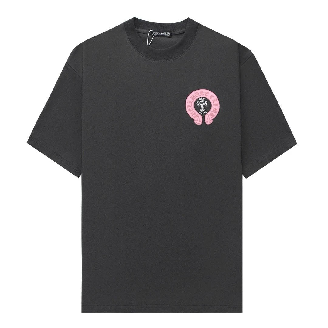Chrome Hearts T-shirt Classic Style Horseshoe Velvet Print logo round Neck Short Sleeve25ss New Pure Cotton Unisex Style T T-shirt OS Loose Fit Base Shirt Short Sleeve Top T-Shirt