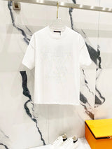 Louis Vuitton LV T-shirt Large Colorful Letter Print on the Chest logo round Neck Short Sleeve25ss New Pure Cotton Unisex Style T T-shirt OS Loose Fit Base Shirt Half Sleeve T-Shirt Top Half Sleeve