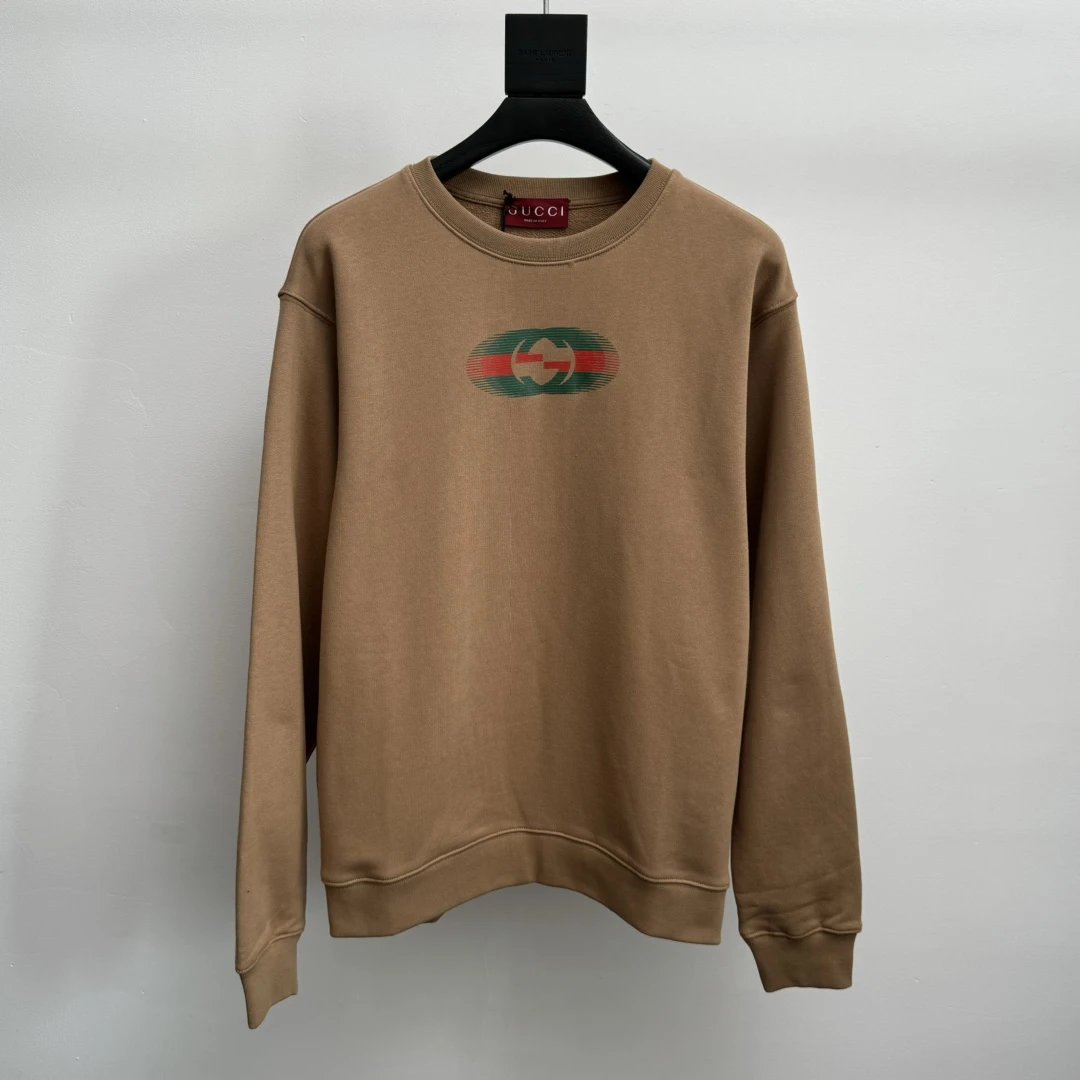 Gucci Hoodie Five-Row Letter Print Crewneck Sweatshirt Casual Loose Fit Pure Cotton Terry Pullover Sportswear Top Unisex24ss Autumn and Winter New Products