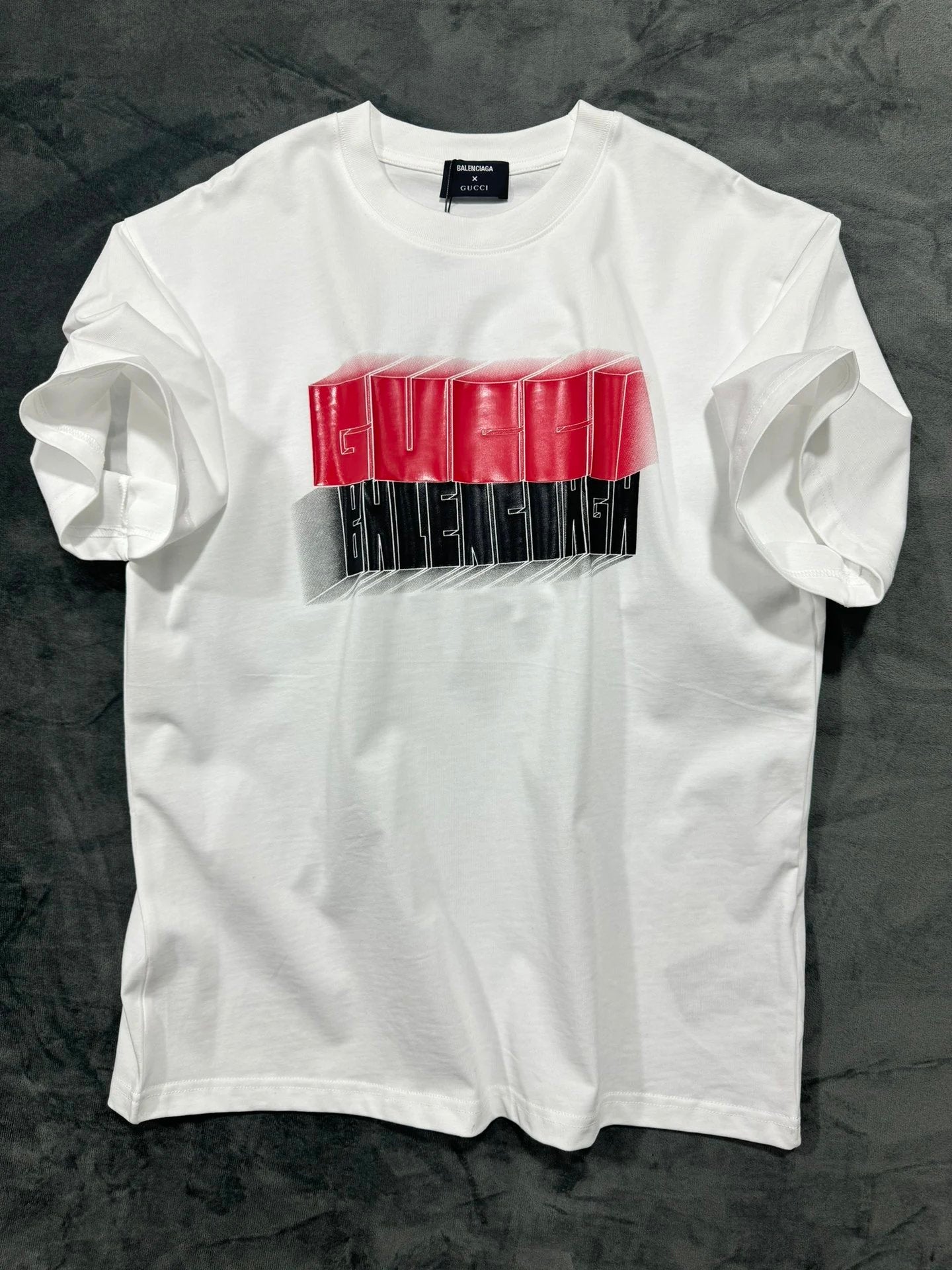 Balenciaga T-shirt 3D Chest Print logo round Neck Short Sleeve25ss New Pure Cotton Unisex Style T T-shirt OS Loose Fit Base Shirt Short Sleeve Top T-Shirt