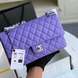 Chanel Women's Bag Top version 【Level Surrogate Shopping】New Classic CF Bag ClassicFlap2.55CF Medium25cm Original Leather Ball Pattern Caviar Diamond Chain Sheepskin Bag Shoulder Messenger Bag Women's Bag1112CF25cm Medium